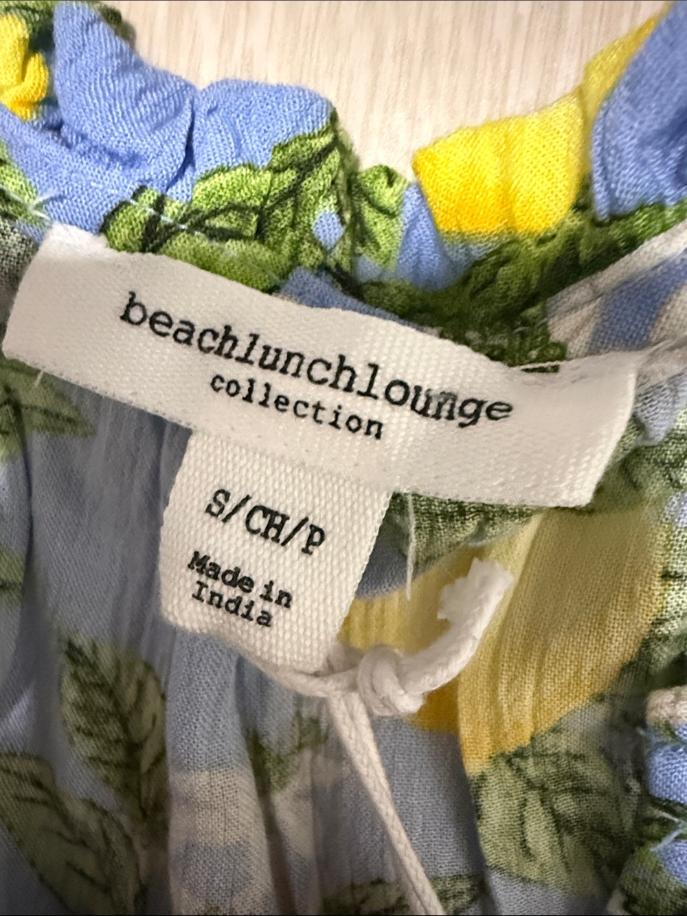 beachlunchlounge Blue Lemon-Print Tiered V-Neck Midi Dress - Picture 3 of 12